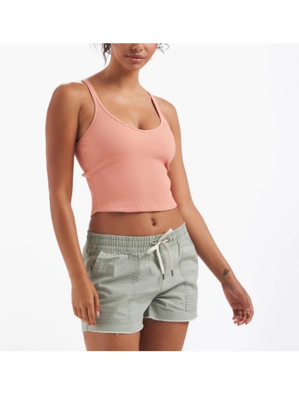 Vuori Ribbed Crop Tank Size Small